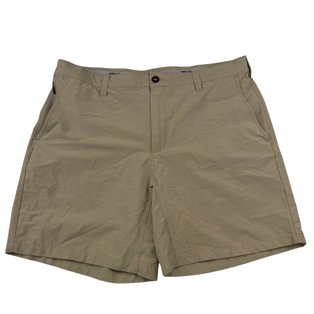 Orvis Performance Shorts Mens 40 Flat Front Hiking Travel Zipper Pocket Casual